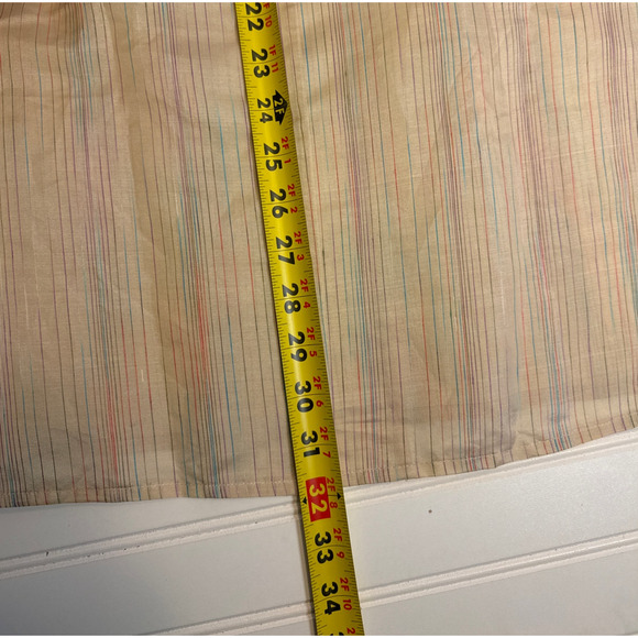 Via Seta Womens Silk Linen Shirt Dress SZ 14 Beige Multi Stripe Long Sleeve NWT - Picture 11 of 11